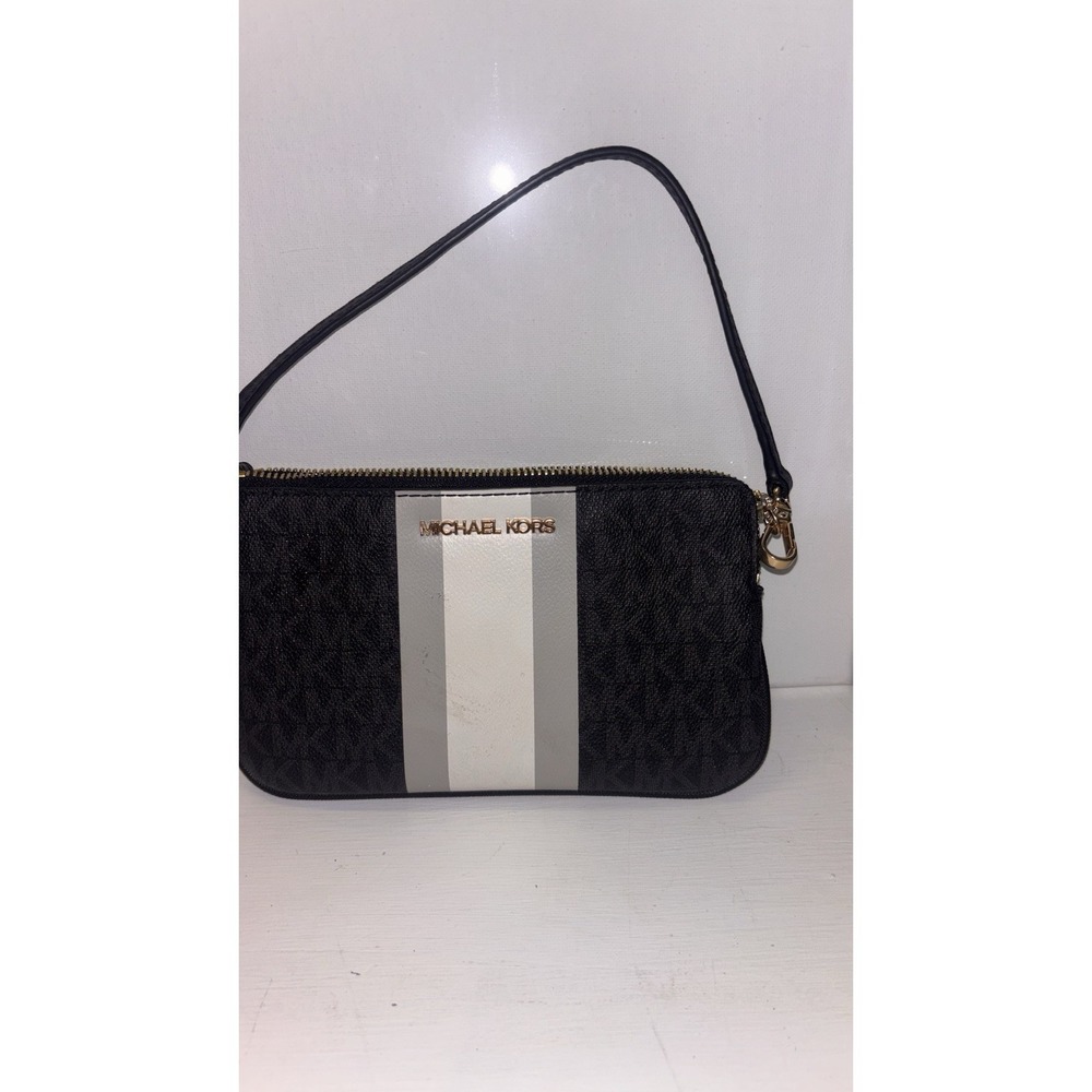 MICHAEL KORS JET SET TRAVEL LARGE TOP ZIP WRISTLET Black Gold